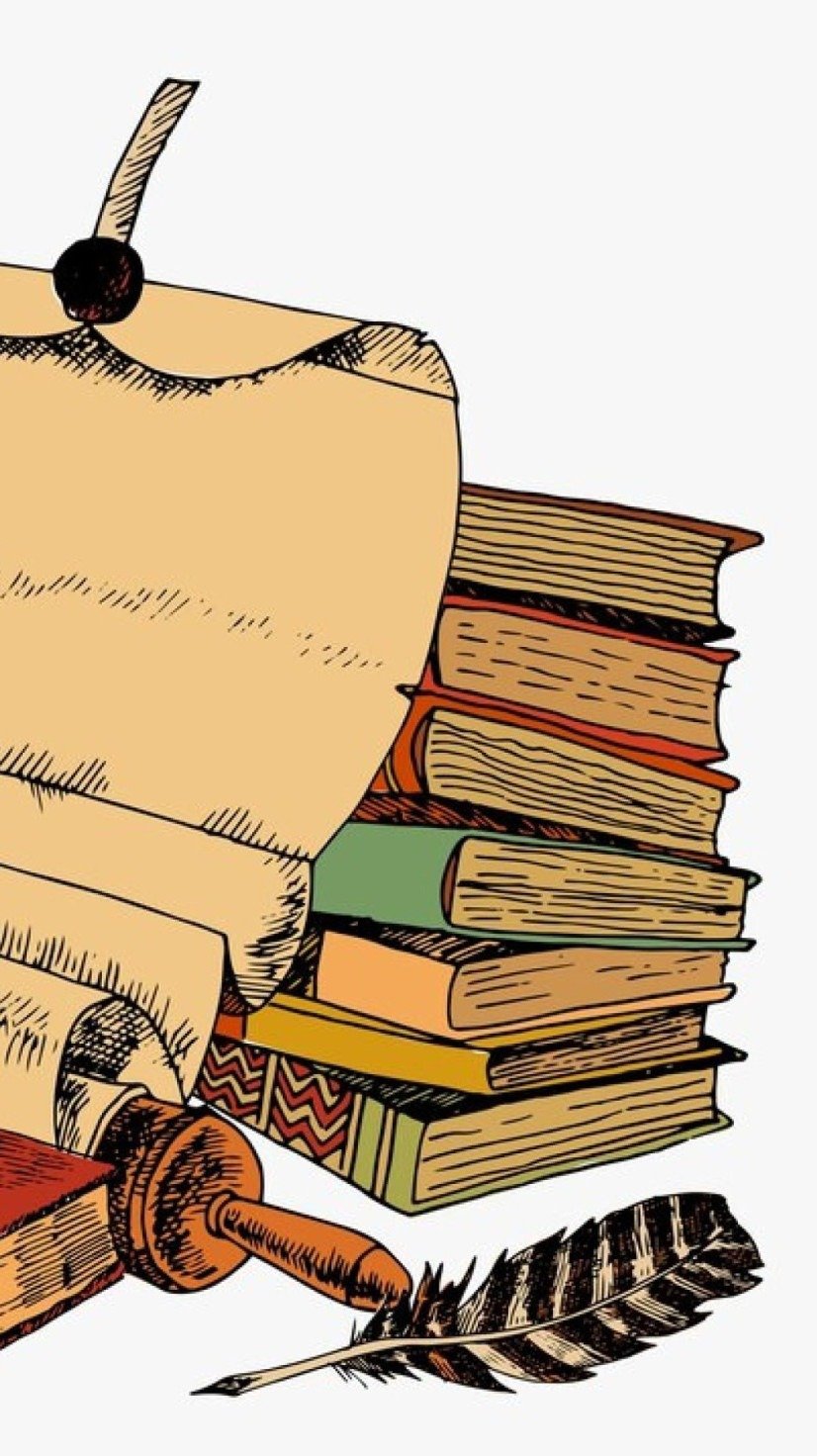 Livros vintage com pano de papel e pote de tinta colorido esboço decorativo 
 -  (crédito: Reprodução/Freepik)