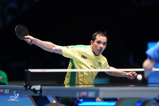 Com a vitória, Hugo garantiu vaga na segunda fase do torneio, considerado o mais importante da temporada - (crédito: Divulgação/ITTF) Com a vitória, Hugo garantiu vaga na segunda fase do torneio, considerado o mais importante da temporada - (crédito: Divulgação/ITTF)