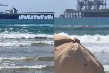 Um banhista está desaparecido após ser atacado por tubarão na região costeira de Hadera, em Israel -  (crédito: Reprodução/X)