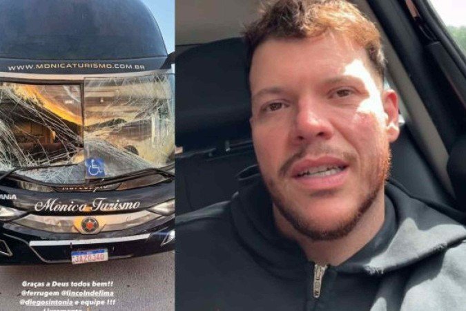 Ônibus da banda de Ferrugem sofre acidente: 