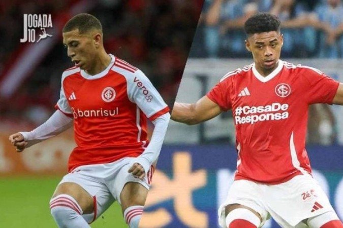 Gabriel Carvalho (esquerda) e Victor Gabriel (direita) devem ser as mudanças no time titular do Inter para o jogo contra o Nacional pela Libertadores -  (crédito: Foto: Divulgação / SCI)