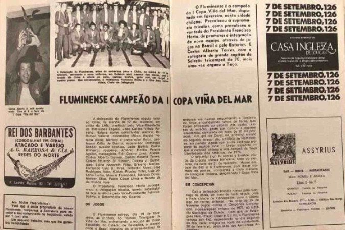 Registro do confronto entre Unión Española e Fluminense de 1976, no Chile - (crédito: Foto: Arquivo Flu-Memória) Registro do confronto entre Unión Española e Fluminense de 1976, no Chile - (crédito: Foto: Arquivo Flu-Memória)