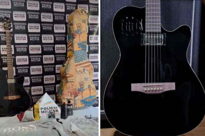 Polícia recupera violão avaliado em R$ 12 mil de cantor do interior de MG - (crédito: Redes Sociais/Divulgação) Polícia recupera violão avaliado em R$ 12 mil de cantor do interior de MG - (crédito: Redes Sociais/Divulgação)