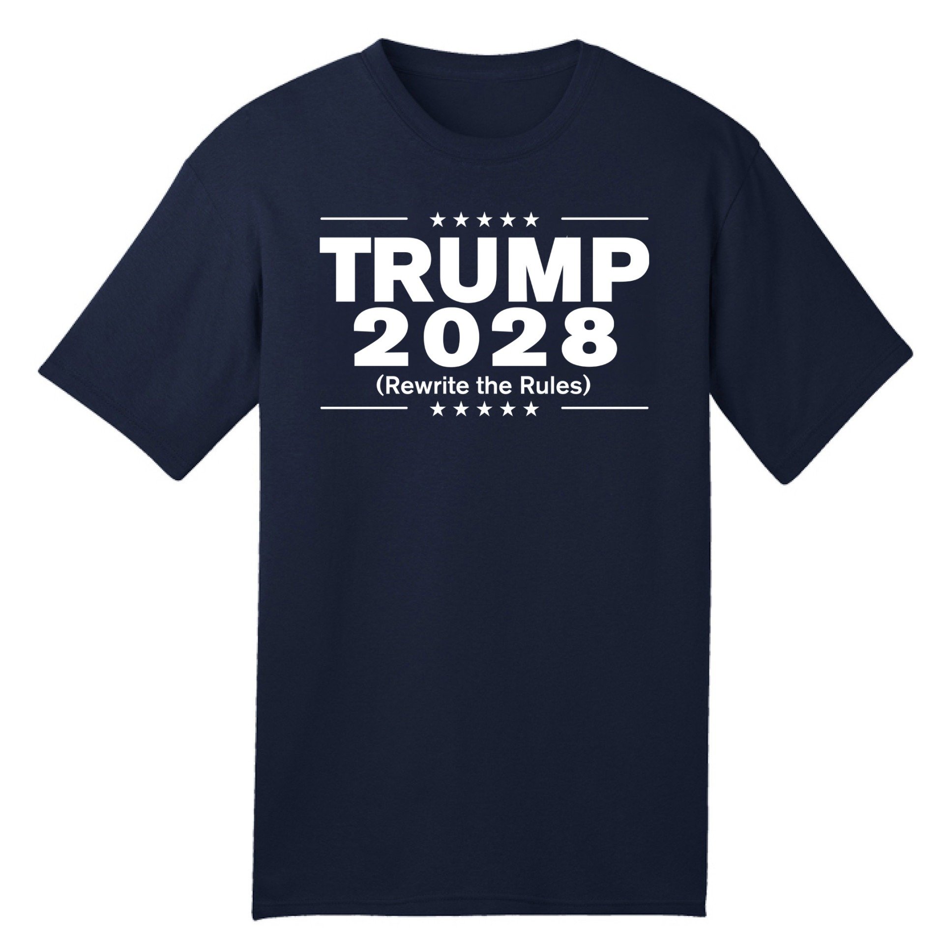 Camisa azul-marinho com os dizeres Trump 2028