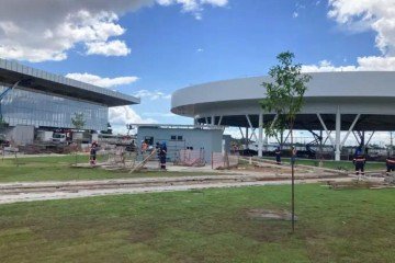 Construção no Parque da Cidade, em Belém, para a COP30 -  (crédito: Fabíola Sinimbú - Agencia Brasil)