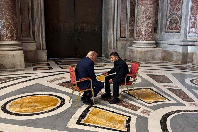 Presidente ucraniano, Volodymyr Zelensky encontra-se com o presidente dos EUA, Donald Trump - (crédito: Handout/Telegram/ AFP) Presidente ucraniano, Volodymyr Zelensky encontra-se com o presidente dos EUA, Donald Trump - (crédito: Handout/Telegram/ AFP)