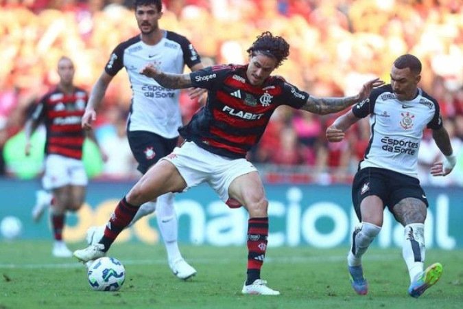 Pedro marcou, de pênalti, o quarto gol, segundo dele na goleada contra o Corinthians - (crédito: Foto: Gilvan de Souza/Flamengo) Pedro marcou, de pênalti, o quarto gol, segundo dele na goleada contra o Corinthians - (crédito: Foto: Gilvan de Souza/Flamengo)