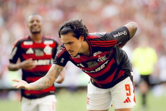 Pedro comemora gol contra o Corinthians - (crédito: Adriano Fontes/Flamengo) Pedro comemora gol contra o Corinthians - (crédito: Adriano Fontes/Flamengo)