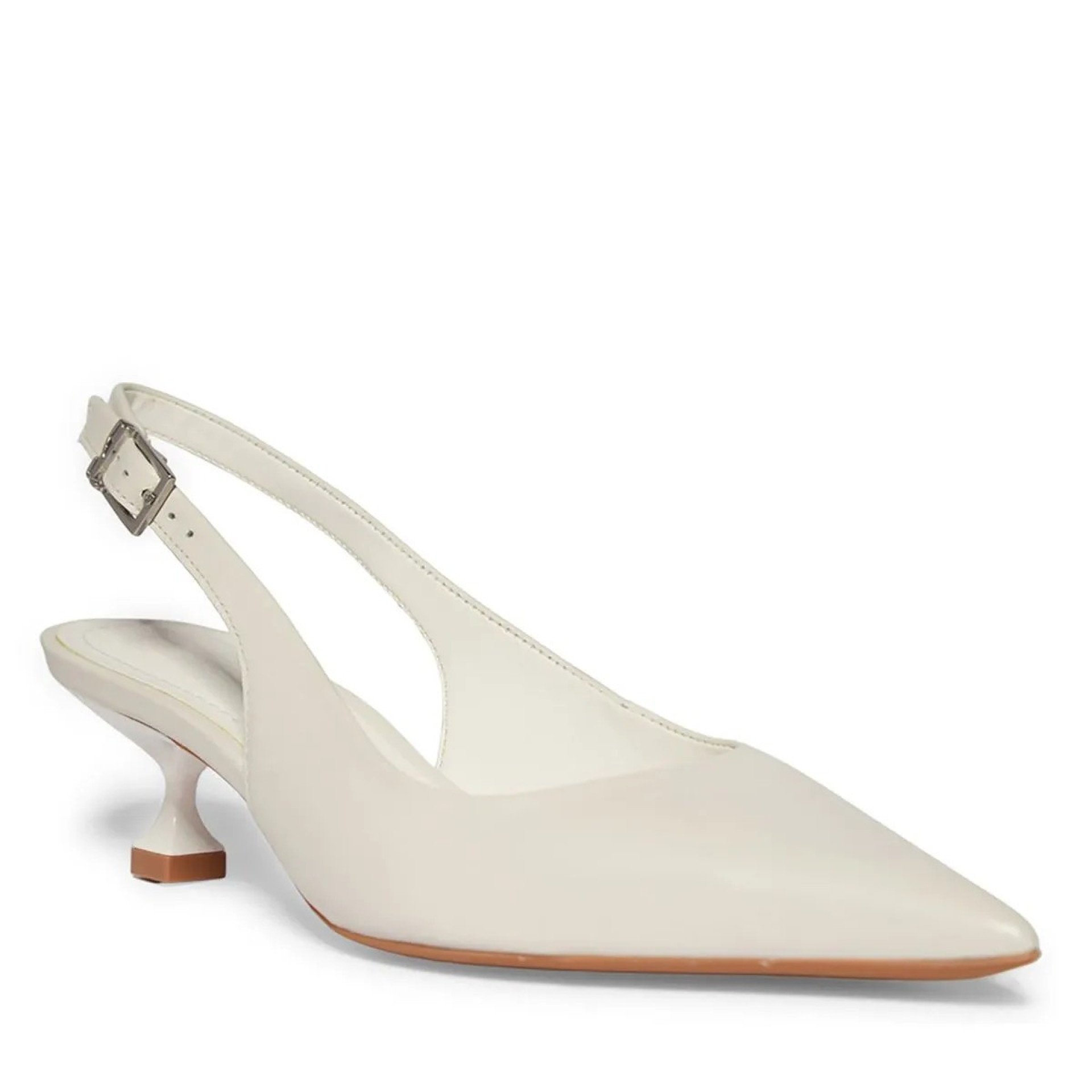 Scarpin Slingback Couro Branco Salto Baixo Taça (R$ 269,90)
