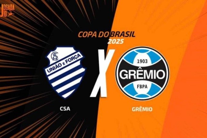 Grêmio enfrenta o CSA, nesta quarta-feira (30/05), no Rei Pelé, em Maceió, pela partida de ida da terceira fase da Copa do Brasil - (crédito: Foto: Arte / Jogada10) Grêmio enfrenta o CSA, nesta quarta-feira (30/05), no Rei Pelé, em Maceió, pela partida de ida da terceira fase da Copa do Brasil - (crédito: Foto: Arte / Jogada10)