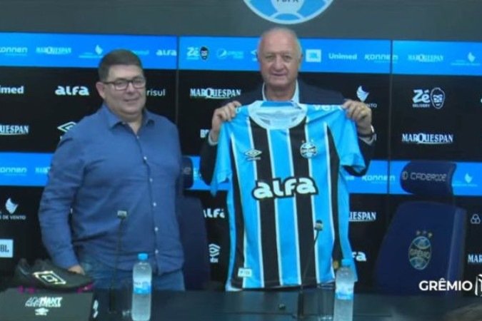 Felipão foi apresentado como novo coordenador técnico do Grêmio - (crédito: Foto: Reprodução / Grêmio TV) Felipão foi apresentado como novo coordenador técnico do Grêmio - (crédito: Foto: Reprodução / Grêmio TV)