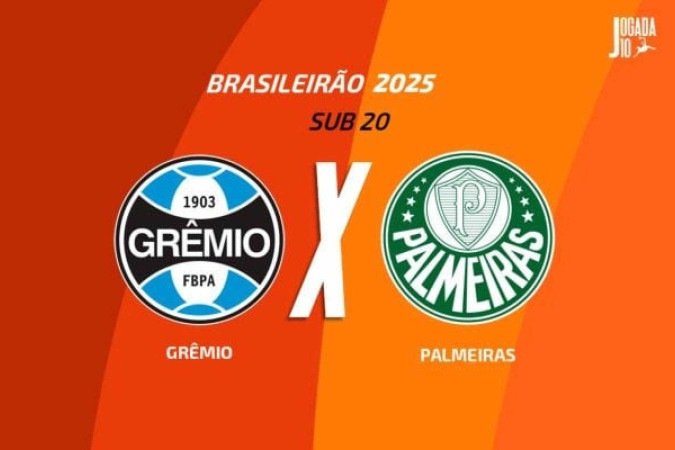 Grêmio e Palmeiras se enfrentam pela oitava rodada do Brasileirão Sub-20 - (crédito: Foto: Arte/Jogada10) Grêmio e Palmeiras se enfrentam pela oitava rodada do Brasileirão Sub-20 - (crédito: Foto: Arte/Jogada10)
