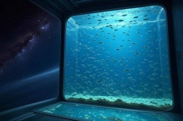 A tecnologia para o cultivo de peixes foi pensada inicialmente para a Terra e posteriormente adaptada para a Lua -  (crédito: Imagem gerada por Jaqueline Fonseca com IA GROK)