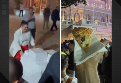 Lady Gaga surpreende fãs e entrega pizzas na frente do Copacabana Palace - (crédito: Reprodução/Redes sociais) Lady Gaga surpreende fãs e entrega pizzas na frente do Copacabana Palace - (crédito: Reprodução/Redes sociais)