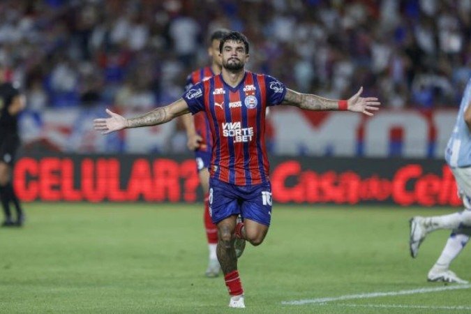 Cauly comemora gol que definiu o triunfo do Bahia em Belém do Pará - (crédito: Foto: Rafael Rodriugues / EC Bahia) Cauly comemora gol que definiu o triunfo do Bahia em Belém do Pará - (crédito: Foto: Rafael Rodriugues / EC Bahia)