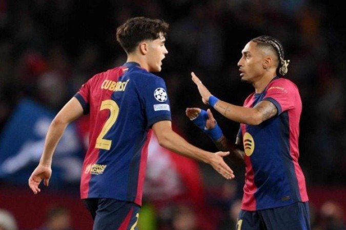 Raphinha deu assistência e um lindo chute que terminou em gol contra no empate com a Inter -  (crédito: Foto: David Ramos/Getty Images)