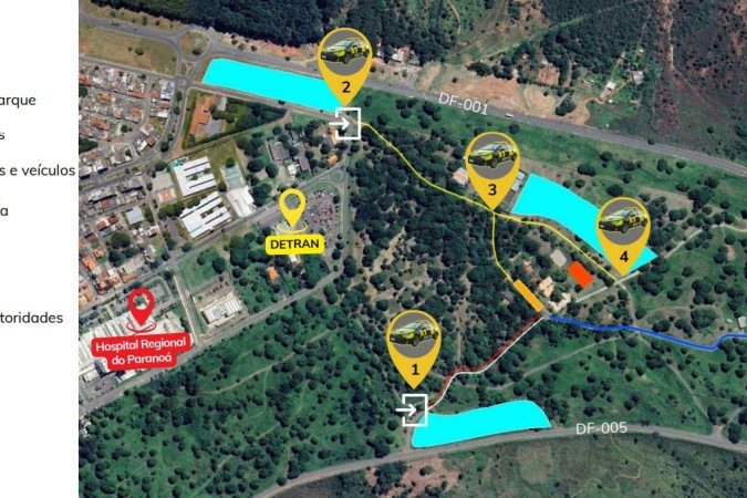 Esquema de tráfego do Parque Vivencial do Paraná durante o evento