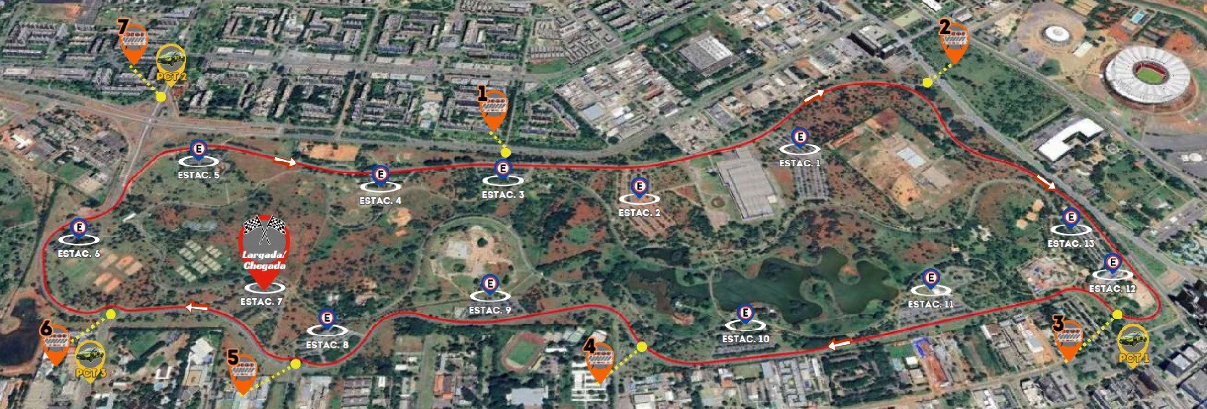 Percurso da corrida no Parque da Cidade