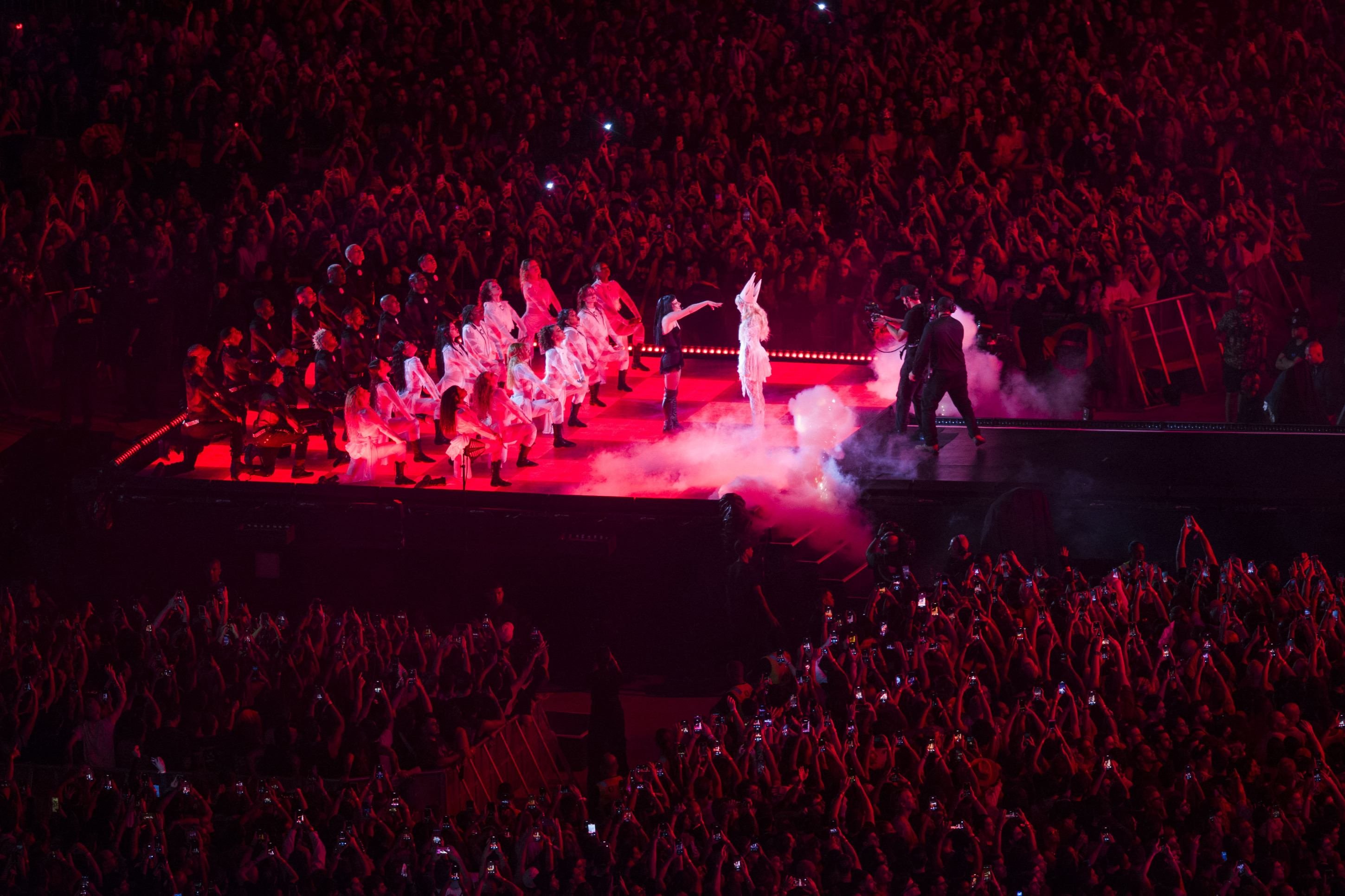  US pop star Lady Gaga performs during her concert at Copacabana beach in Rio de Janeiro, Brazil on May 3, 2025. (Photo by Daniel RAMALHO / AFP)       