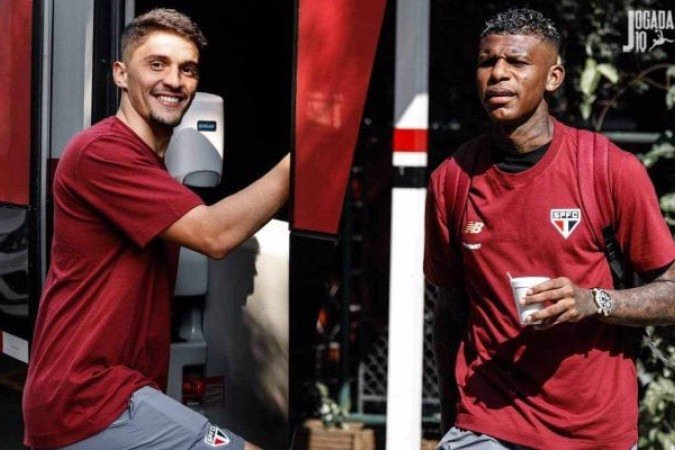 Pablo Maia (esquerda) e Arboleda (direita) voltam a ser alternativas no São Paulo para partida decisiva pela Libertadores - (crédito: Fotos: Rubens Chiri / São Paulo) Pablo Maia (esquerda) e Arboleda (direita) voltam a ser alternativas no São Paulo para partida decisiva pela Libertadores - (crédito: Fotos: Rubens Chiri / São Paulo)