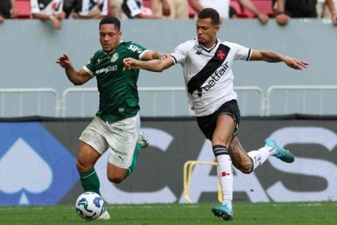 Vitor Roque aproveitou a falha do Vasco para desencantar com a camisa do Palmeiras -  (crédito: Foto: Cesar Greco/Palmeiras/by Canon)