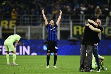 Inter avança para a final após bater o Barcelona no San Siro        -  (crédito:  Marco BERTORELLO / AFP)
