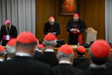Cardeais se reúnem antes do conclave e reforçam apelo do papa Francisco com pedido de cessar-fogo na Ucrânia e em Gaza  -  (crédito: Vatican News)