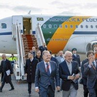 O presidente Luiz Inácio Lula da Silva durante chegada a Moscou -  (crédito: Ricardo Stuckert / PR)