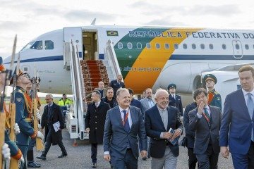 O presidente Luiz Inácio Lula da Silva durante chegada a Moscou -  (crédito: Ricardo Stuckert / PR)