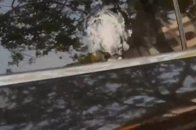 Carro de Rossi foi alvejado em tentativa de assalto a jogadores do Flamengo no Rio - (crédito: - Foto: Reprodução) Carro de Rossi foi alvejado em tentativa de assalto a jogadores do Flamengo no Rio - (crédito: - Foto: Reprodução)