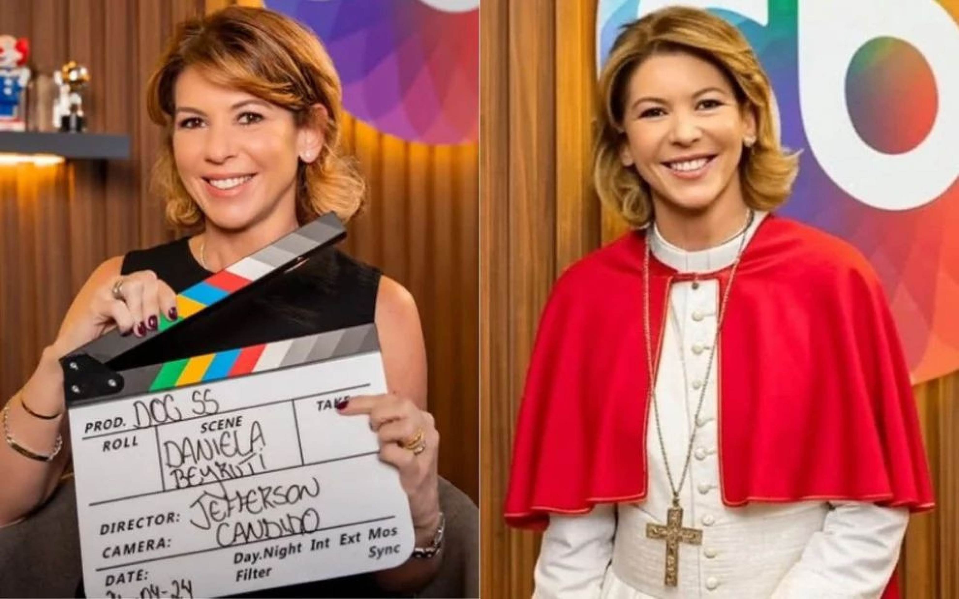 Filha de Silvio Santos se veste de papa para fazer anúncio no SBT