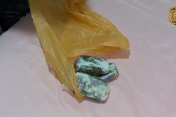 Cinco porções de haxixe e um simulacro de arma de fogo foram encontradas na busca -  (crédito: Divulgação/PCDF)