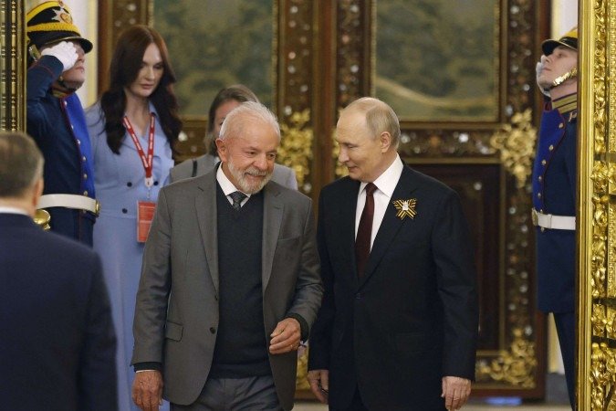 Lula esteve com Putin pessoalmente na semana ada, em Moscou - (crédito: AFP) Lula esteve com Putin pessoalmente na semana ada, em Moscou - (crédito: AFP)