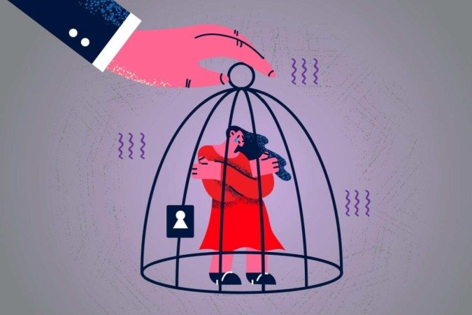 Sair de um relacionamento abusivo requer coragem para quebrar padrões (Imagem: Alphavector | Shutterstock) - (crédito: EdiCase) Sair de um relacionamento abusivo requer coragem para quebrar padrões (Imagem: Alphavector | Shutterstock) - (crédito: EdiCase)