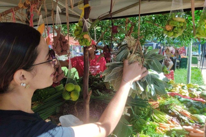 Lara Dias escolhe com cuidado o peixinho da horta