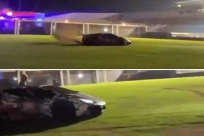 Carro de luxo de MC Ryan SP causou danos no gramado de estádio em Picacicaba (SP) - (crédito: Reprodução / Instagram) Carro de luxo de MC Ryan SP causou danos no gramado de estádio em Picacicaba (SP) - (crédito: Reprodução / Instagram)