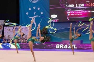 A canção 'Evidências' embalou as conquistas do Brasil em Portugal -  (crédito: Federação Portuguesa de Ginástica)