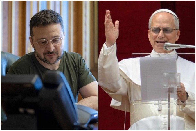 O presidente ucraniano também afirmou que convidou o 267º pontífice da Igreja para visitar a Ucrânia - (crédito: Reprodução/X/@@ZelenskyyUa e Vatican News) O presidente ucraniano também afirmou que convidou o 267º pontífice da Igreja para visitar a Ucrânia - (crédito: Reprodução/X/@@ZelenskyyUa e Vatican News)