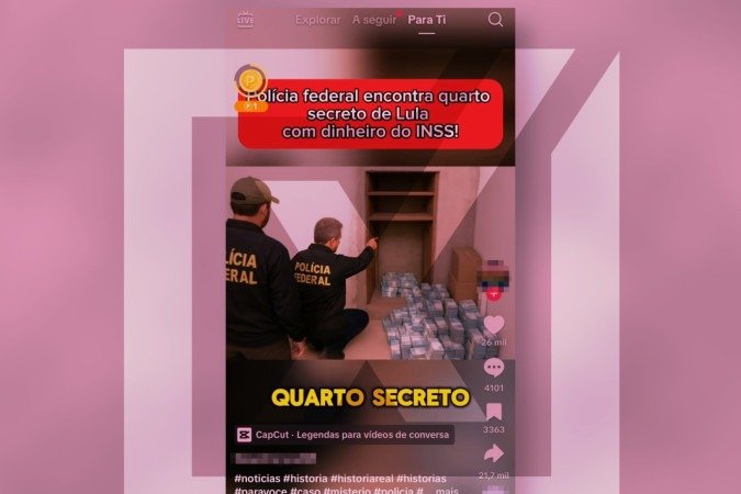 Não existiu operação que tenha apreendido dinheiro no quarto do presidente Luiz Inácio Lula da Silva (PT), como afirma um vídeo que circula nas redes sociais - (crédito: Reprodução/Comprova) Não existiu operação que tenha apreendido dinheiro no quarto do presidente Luiz Inácio Lula da Silva (PT), como afirma um vídeo que circula nas redes sociais - (crédito: Reprodução/Comprova)