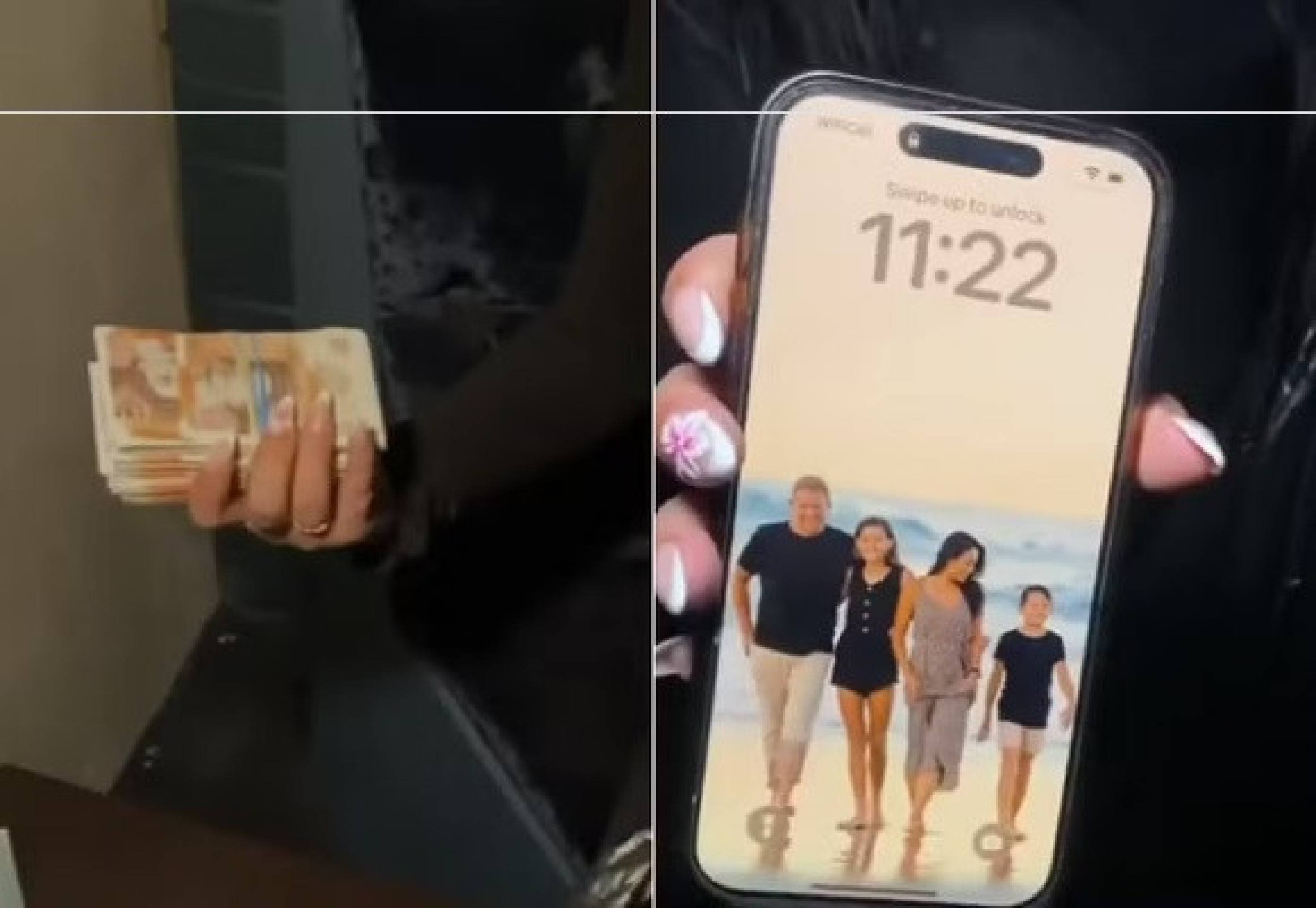 Dinheiro e celular encontrados no clube 