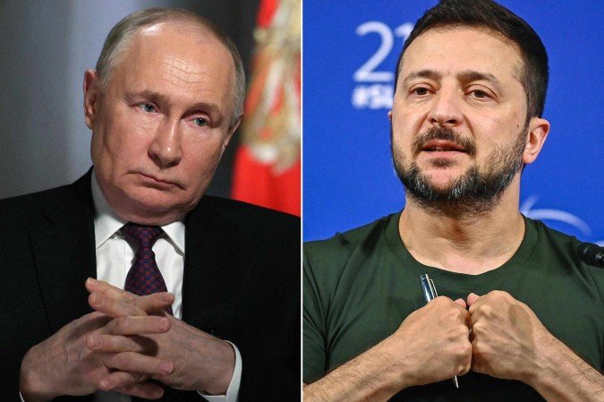 Zelensky tentou convencer Putin a comparecer às negociações diretas e voltou a insistir nesta terça-feira
- (crédito: Nhac NGUYEN, Gavriil GRIGOROV / AFP / POOL) Zelensky tentou convencer Putin a comparecer às negociações diretas e voltou a insistir nesta terça-feira
- (crédito: Nhac NGUYEN, Gavriil GRIGOROV / AFP / POOL)