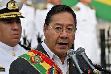 Arce desistiu da candidatura a um novo mandato de cinco anos algumas semanas após ser proclamado candidato pelo partido Movimento ao Socialismo -  (crédito: AIZAR RALDES / AFP)