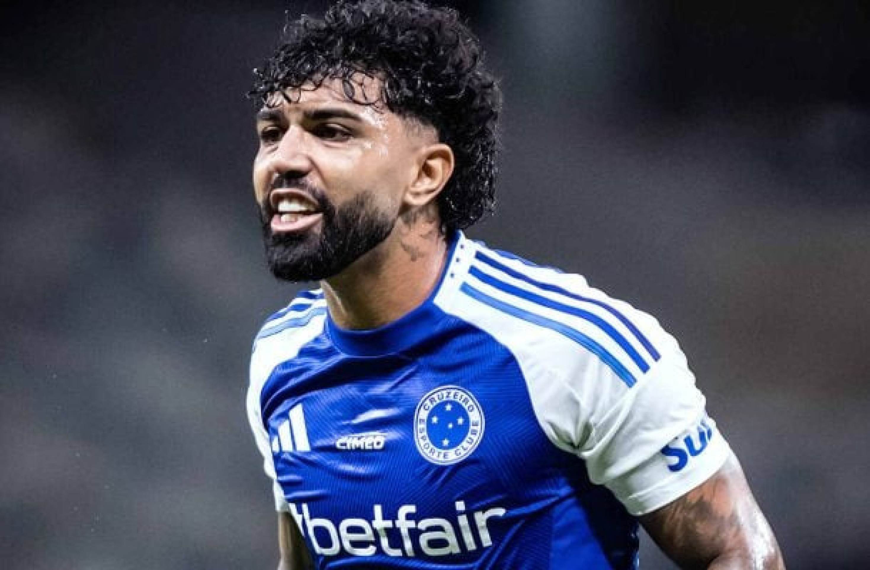 Gabigol vibra. Foi dele o gol da vitória do Cruzeiro sobre o Palestino, pela Sul-Americana -  (crédito: Foto: Gustavo Aleixo/Cruzeiro)