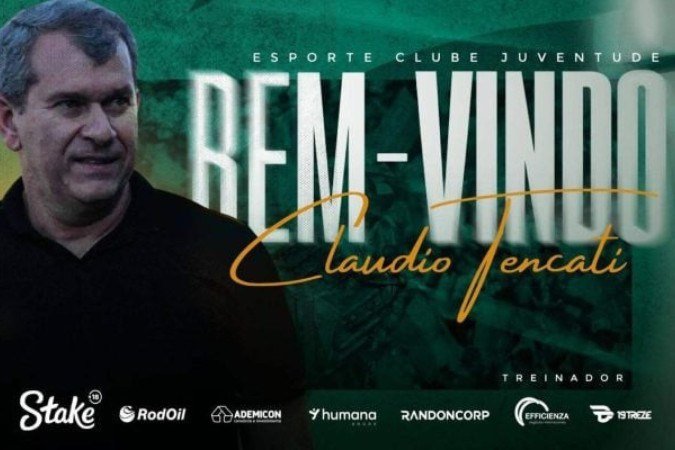 Claudio Tencati é o novo técnico do Juventude - (crédito: Foto: Divulgação / EC Juventude) Claudio Tencati é o novo técnico do Juventude - (crédito: Foto: Divulgação / EC Juventude)