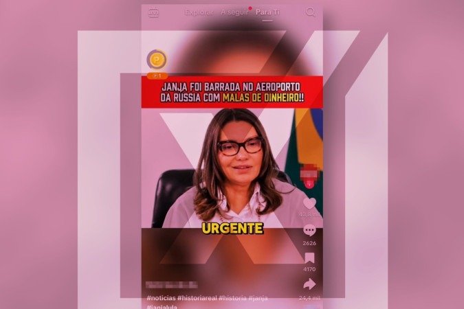 Postagens apontam que a primeira-dama Rosângela da Silva teria sido barrada em aeroporto na Rússia com 200 malas contendo cédulas de dinheiro. - (crédito: Reprodução/Comprova) Postagens apontam que a primeira-dama Rosângela da Silva teria sido barrada em aeroporto na Rússia com 200 malas contendo cédulas de dinheiro. - (crédito: Reprodução/Comprova)