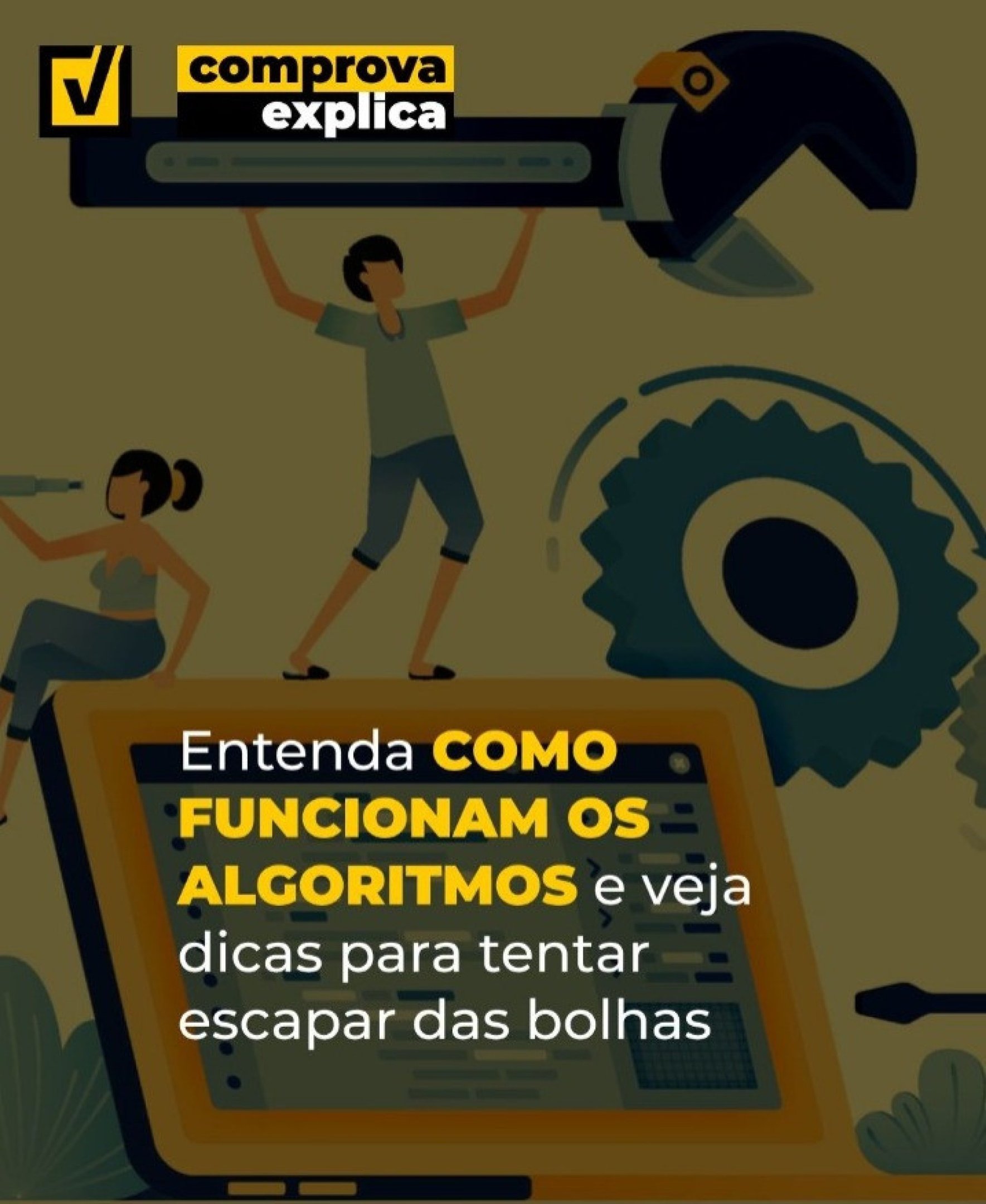 A seção Comprova Explica traz informações sobre o funcionamento dos algoritmos e como escapar das bolhas - (crédito: Reprodução/Comprova) A seção Comprova Explica traz informações sobre o funcionamento dos algoritmos e como escapar das bolhas - (crédito: Reprodução/Comprova)