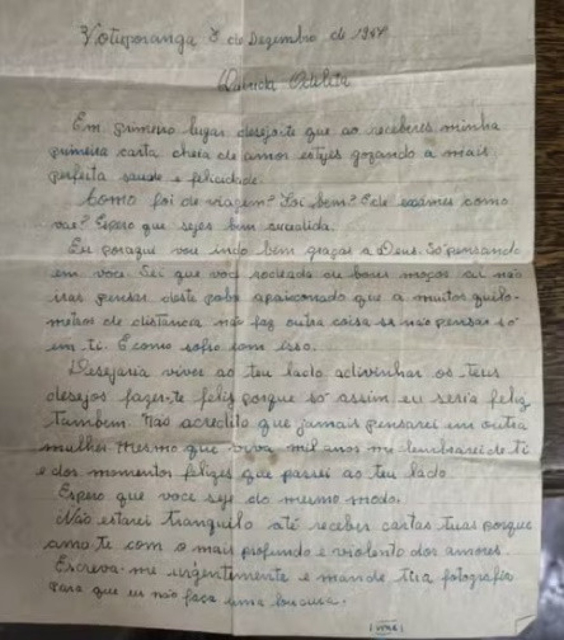Carta de Paschoal a Odileta, datada de 3 de dezembro de 1947