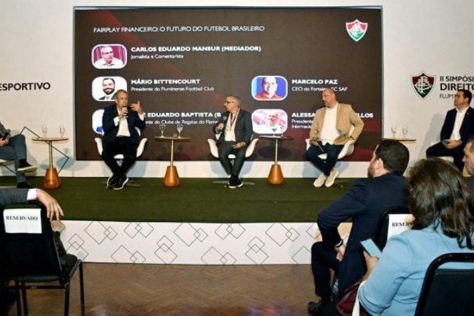 Mário Bittencourt, Luiz Eduardo Baptista, Alessandro Barcellos e Marcelo Paz participaram do II Simpósio de Direito Esportivo, nas Laranjeiras - (crédito: - Foto: Mailson Santana/Fluminense FC) Mário Bittencourt, Luiz Eduardo Baptista, Alessandro Barcellos e Marcelo Paz participaram do II Simpósio de Direito Esportivo, nas Laranjeiras - (crédito: - Foto: Mailson Santana/Fluminense FC)
