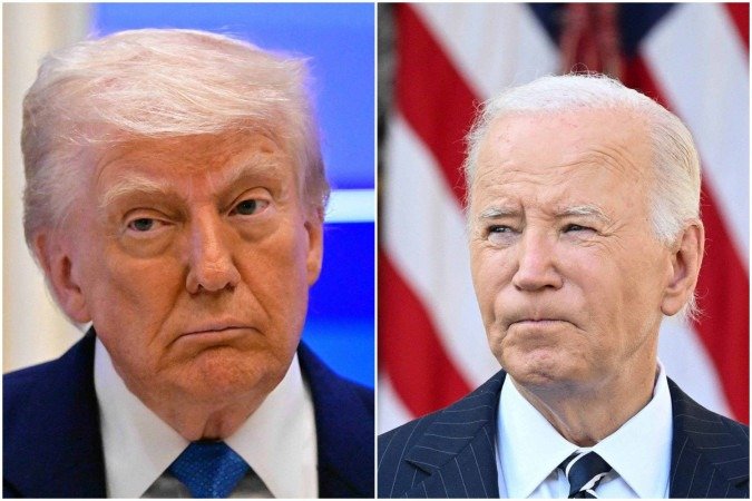 Trump desejou uma rápida e bem-sucedida recuperação a Biden - (crédito: Giuseppe CACACE /AFP e Saul LOEB /AFP ) Trump desejou uma rápida e bem-sucedida recuperação a Biden - (crédito: Giuseppe CACACE /AFP e Saul LOEB /AFP )