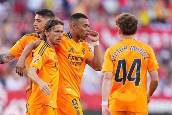 Mbappé vive ótimo momento com a camisa do Real Madrid na temporada - (crédito: Foto: Angel Martinez/Getty Images)) Mbappé vive ótimo momento com a camisa do Real Madrid na temporada - (crédito: Foto: Angel Martinez/Getty Images))